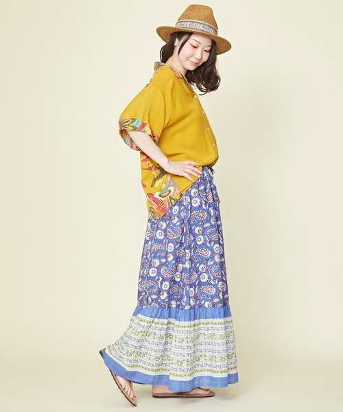 チャイハネ（チャイハネ）の「【チャイハネ】ディディサブロックプリントティアードスカート（スカート・レディース・ホワイト/レッド/ブルー・FREE）」の19枚目の写真