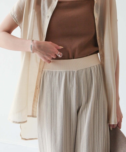 Chillfar（チルファー）の「ランダムストライプサマーニットパンツ（その他パンツ・レディース・ブラウン/グリーン/アイボリー・FREE）」の9枚目の写真