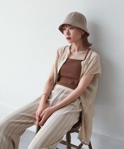 Chillfar（チルファー）の「ランダムストライプサマーニットパンツ（その他パンツ・レディース・ブラウン/グリーン/アイボリー・FREE）」の5枚目の写真