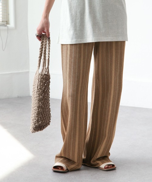 Chillfar（チルファー）の「ランダムストライプサマーニットパンツ（その他パンツ・レディース・ブラウン/グリーン/アイボリー・FREE）」の14枚目の写真