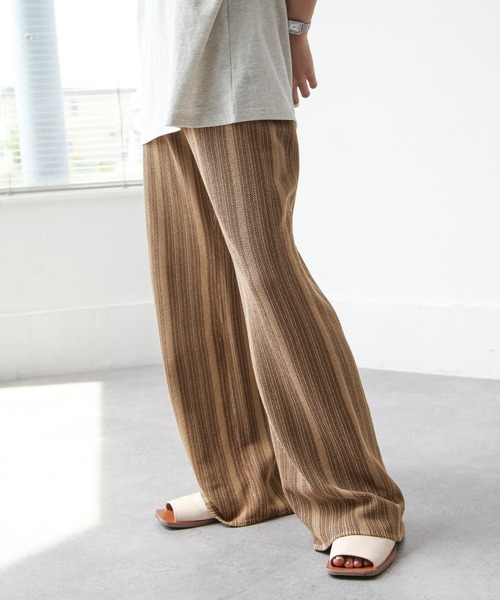 Chillfar（チルファー）の「ランダムストライプサマーニットパンツ（その他パンツ・レディース・ブラウン/グリーン/アイボリー・FREE）」の16枚目の写真