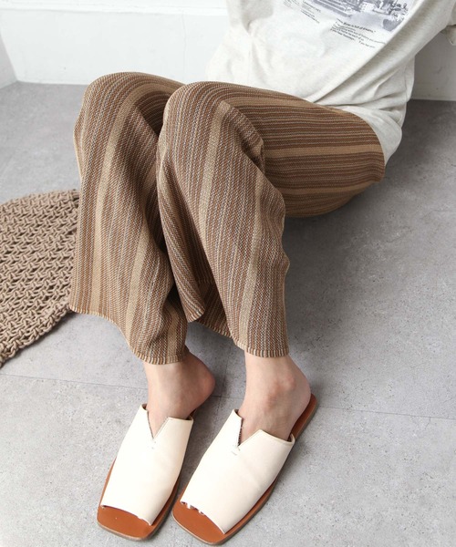 Chillfar（チルファー）の「ランダムストライプサマーニットパンツ（その他パンツ・レディース・ブラウン/グリーン/アイボリー・FREE）」の18枚目の写真