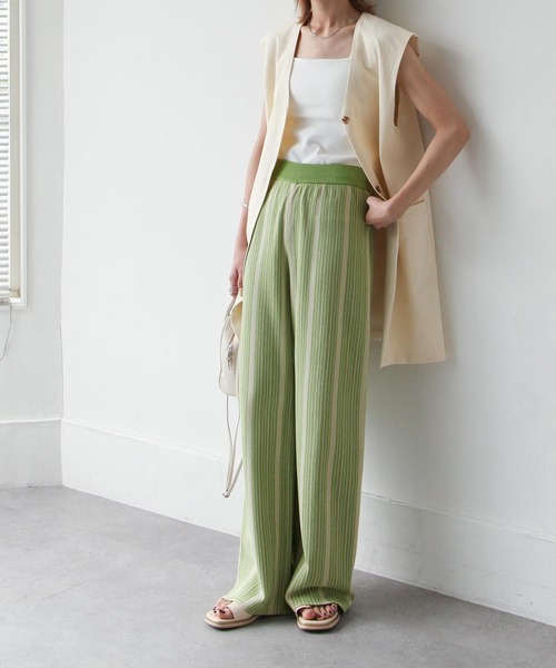 Chillfar（チルファー）の「ランダムストライプサマーニットパンツ（その他パンツ・レディース・ブラウン/グリーン/アイボリー・FREE）」の21枚目の写真