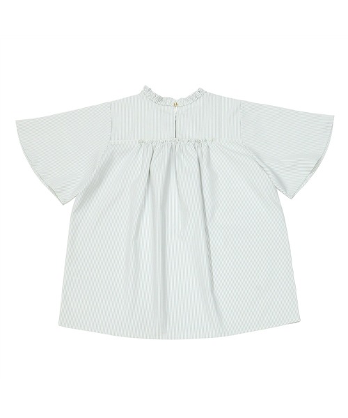 TOKYO SHIRTS（トウキョウシャツ）の「スタンドカラー フリル付き五分袖カジュアルシャツ（シャツ/ブラウス・レディース・ホワイト/サックスブルー・M/L）」の14枚目の写真