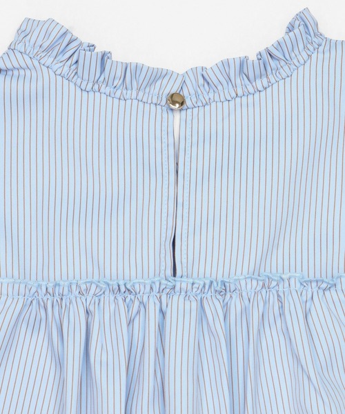 TOKYO SHIRTS（トウキョウシャツ）の「スタンドカラー フリル付き五分袖カジュアルシャツ（シャツ/ブラウス・レディース・ホワイト/サックスブルー・M/L）」の11枚目の写真