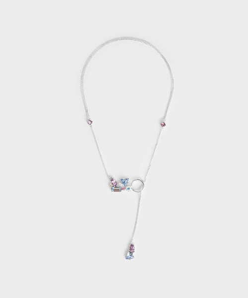 ダブルチェーンネックレス（クリスタル装飾） CHARLES & KEITH（チャールズ & キース）の「クリスタルエンベリッシュ