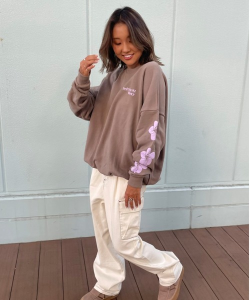 Fabiane Roux - Tee nowos スウェット ベージュ　✳︎1/20まで値下げ セール】【ZOZO限定アイテム】SIDE FLOWERS PULLOVER/ロキシー