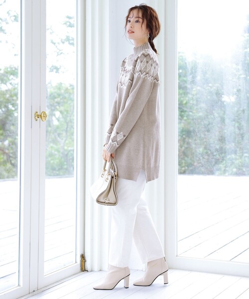 セール】【洗える】ノルディック柄ニットチュニック（チュニック