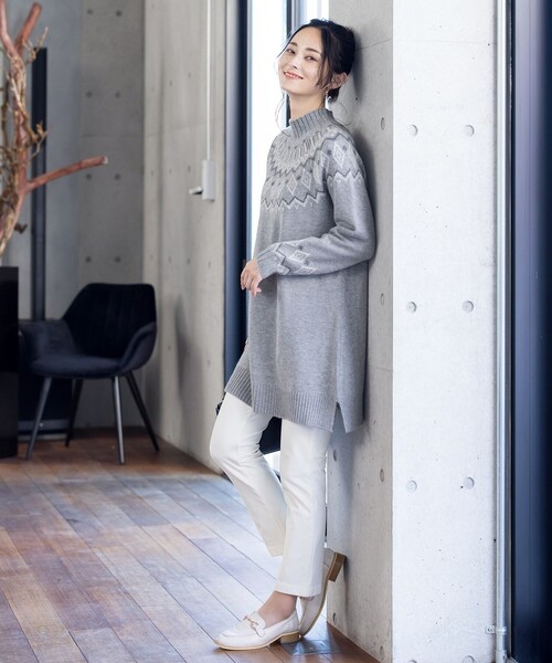 セール】【洗える】ノルディック柄ニットチュニック（チュニック