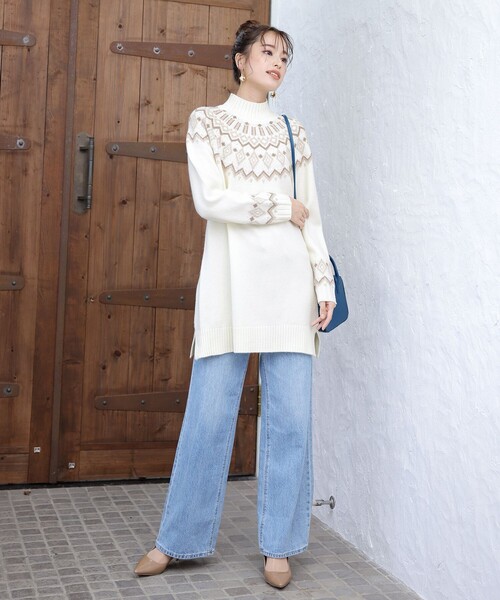 セール】【洗える】ノルディック柄ニットチュニック（チュニック
