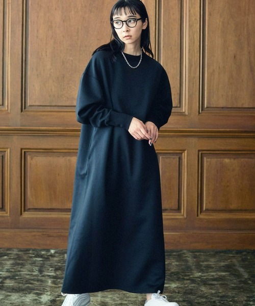 MATURED（マチュアード）の「【MATURED/マチュアード】ボクシースウェットワンピース（ワンピース・レディース・ブラック/グリーン・1/2）」の2枚目の写真