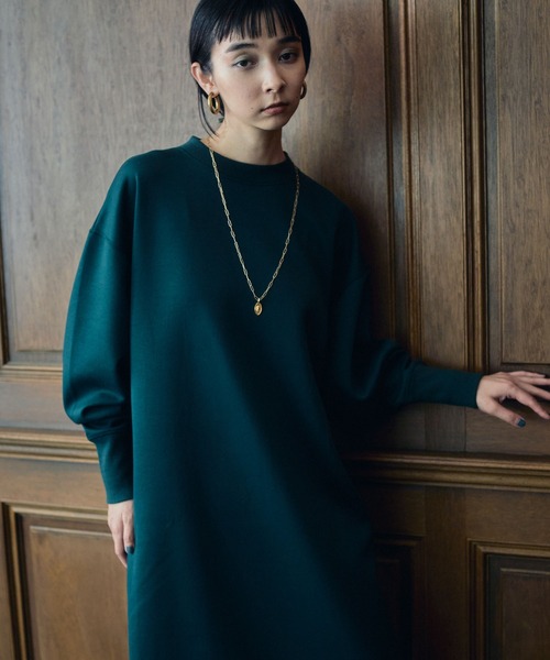 MATURED（マチュアード）の「【MATURED/マチュアード】ボクシースウェットワンピース（ワンピース・レディース・ブラック/グリーン・1/2）」の4枚目の写真