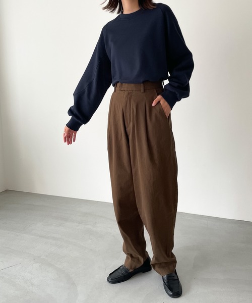 CANAL JEAN（キャナルジーン）の「El mar(エルマール) コンパクト裏毛クルーネックトレーナー（スウェット・レディース・ネイビー/オートミール/ヘザーグレー/ブルー/ブラウン・ONE SIZE）」の9枚目の写真