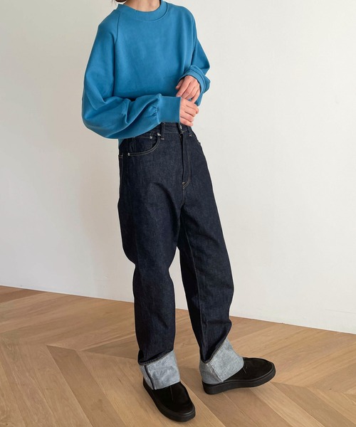 CANAL JEAN（キャナルジーン）の「El mar(エルマール) コンパクト裏毛クルーネックトレーナー（スウェット・レディース・ネイビー/オートミール/ヘザーグレー/ブルー/ブラウン・ONE SIZE）」の21枚目の写真