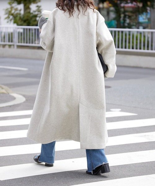 CIAOPANIC TYPY（チャオパニックティピー）の「ニットメルトンオーバーチェスターコート（チェスターコート・レディース・モカ/アイボリー/チャコールグレー/ブラウン・ONE SIZE）」の7枚目の写真