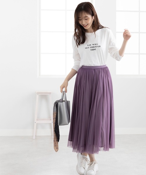 BELLUNA PLUS(ベルーナ)の「キレイ見え綿100%素材プリントプルオーバー(Tシャツ/カットソー・レディース・オフホワイト/カーキ/グレー系その他/チャコール・MEDIUM/X-LARGE/LARGE)」の12枚目の写真
