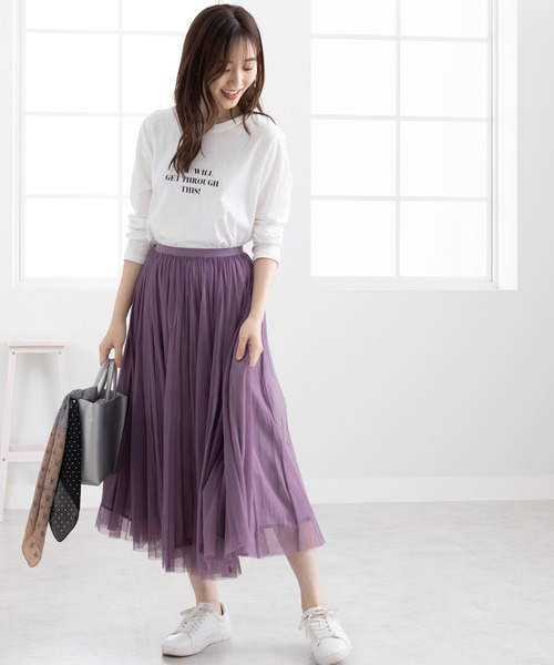 BELLUNA PLUS(ベルーナ)の「キレイ見え綿100%素材プリントプルオーバー(Tシャツ/カットソー・レディース・オフホワイト/カーキ/グレー系その他/チャコール・MEDIUM/X-LARGE/LARGE)」の13枚目の写真