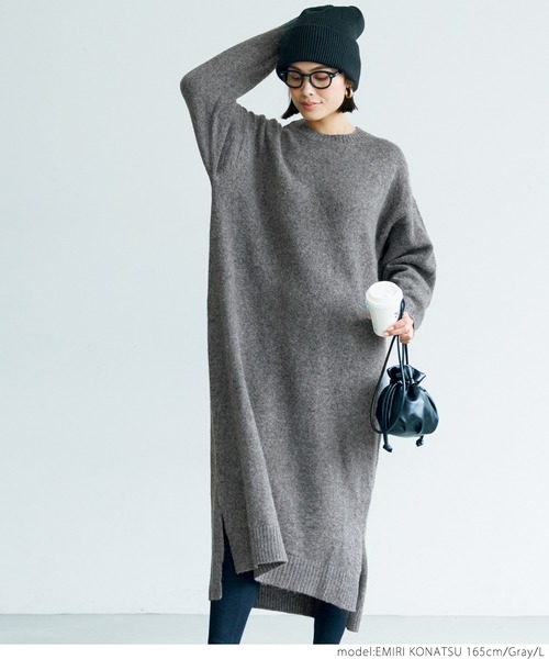 coca(coca)(コカ)の「ふんわりモヘヤタッチワンピ(ワンピース・レディース・グレー/カーキ・M/L)」の3枚目の写真