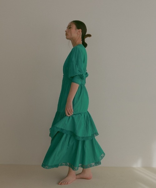 CASA FLINE（カーサフライン）の「ティアードレースドレス（ワンピース・レディース・ホワイト/カーキ/グリーン・FREE）」の14枚目の写真