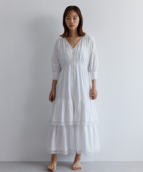 CASA FLINE（カーサフライン）の「ティアードレースドレス（ワンピース・レディース・ホワイト/カーキ/グリーン・FREE）」の11枚目の写真