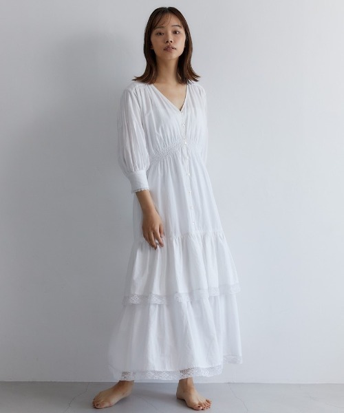 CASA FLINE（カーサフライン）の「ティアードレースドレス（ワンピース・レディース・ホワイト/カーキ/グリーン・FREE）」の13枚目の写真