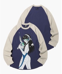 A'GEM/9 × .kom『NICE GHOST CLUB/ナイスゴーストクラブ』FUTURE GIRL L/S TEE/フューチャーガールデザイン 長袖Tシャツ