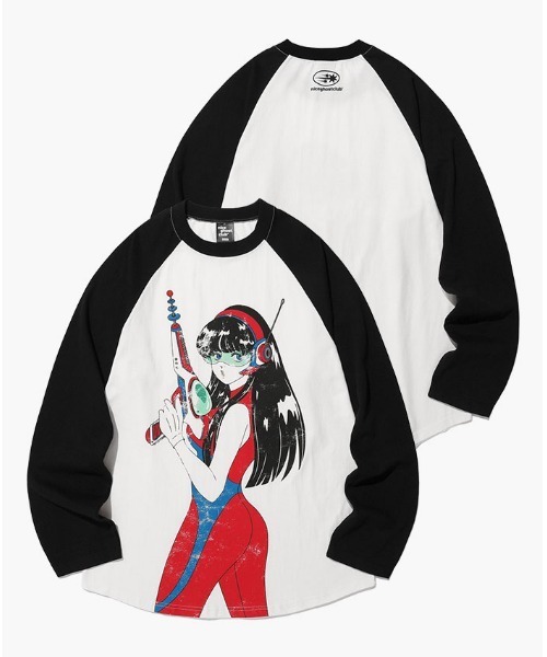 NICE GHOST CLUB（ナイスゴーストクラブ）の「A'GEM/9 × .kom『NICE GHOST CLUB/ナイスゴーストクラブ』FUTURE GIRL L/S TEE/フューチャーガールデザイン 長袖Tシャツ（Tシャツ/カットソー・レディース・パープル/ホワイト・L/M）」の2枚目の写真