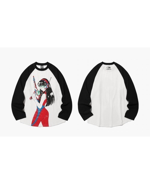 NICE GHOST CLUB（ナイスゴーストクラブ）の「A'GEM/9 × .kom『NICE GHOST CLUB/ナイスゴーストクラブ』FUTURE GIRL L/S TEE/フューチャーガールデザイン 長袖Tシャツ（Tシャツ/カットソー・レディース・パープル/ホワイト・L/M）」の9枚目の写真