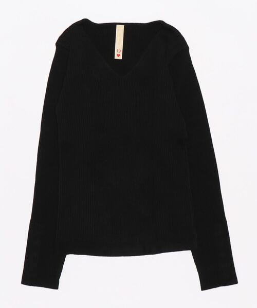 Q(キュー)の「リブリブVネックニット(ニット/セーター・レディース・ピンク/アイボリー/ブラック/ブルー・MEDIUM)」の19枚目の写真
