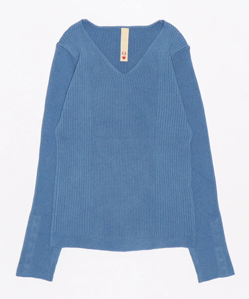 Q(キュー)の「リブリブVネックニット(ニット/セーター・レディース・ピンク/アイボリー/ブラック/ブルー・MEDIUM)」の20枚目の写真