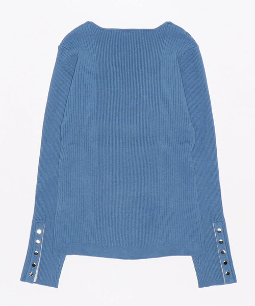 Q(キュー)の「リブリブVネックニット(ニット/セーター・レディース・ピンク/アイボリー/ブラック/ブルー・MEDIUM)」の21枚目の写真