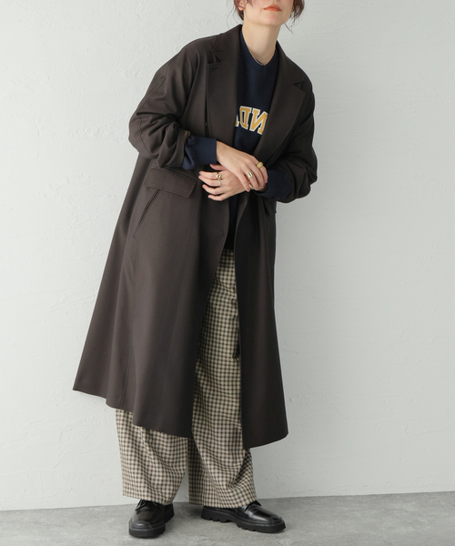 JOURNAL STANDARD(ジャーナルスタンダード)の「TWシャンブレービッグチェスターコート(チェスターコート・レディース・ネイビー/ブラウン・FREE)」の1枚目の写真