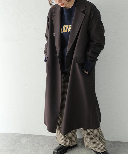JOURNAL STANDARD(ジャーナルスタンダード)の「TWシャンブレービッグチェスターコート(チェスターコート・レディース・ネイビー/ブラウン・FREE)」の3枚目の写真