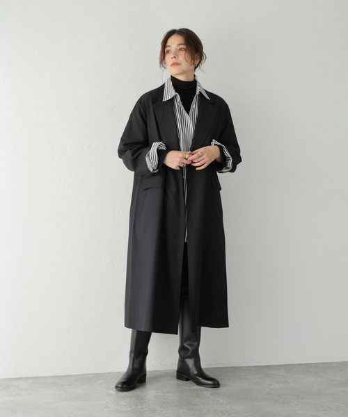 JOURNAL STANDARD(ジャーナルスタンダード)の「TWシャンブレービッグチェスターコート(チェスターコート・レディース・ネイビー/ブラウン・FREE)」の7枚目の写真