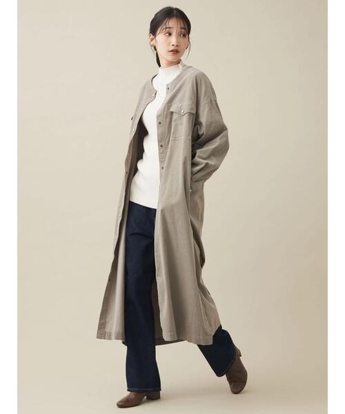 CRAFT STANDARD BOUTIQUE(クラフトスタンダードブティック)の「コーデュロイ前あきワンピース *(シャツワンピース・レディース・チャコールグレー/グレイッシュベージュ・FREE)」の19枚目の写真
