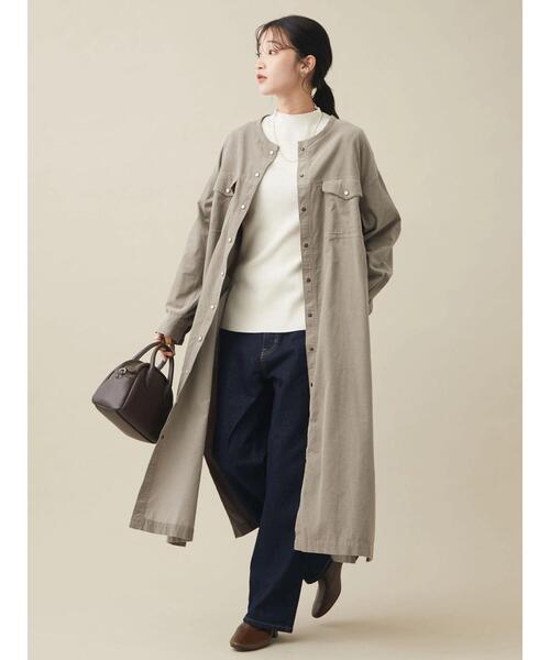 CRAFT STANDARD BOUTIQUE(クラフトスタンダードブティック)の「コーデュロイ前あきワンピース *(シャツワンピース・レディース・チャコールグレー/グレイッシュベージュ・FREE)」の18枚目の写真