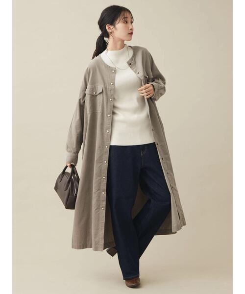 CRAFT STANDARD BOUTIQUE(クラフトスタンダードブティック)の「コーデュロイ前あきワンピース *(シャツワンピース・レディース・チャコールグレー/グレイッシュベージュ・FREE)」の17枚目の写真