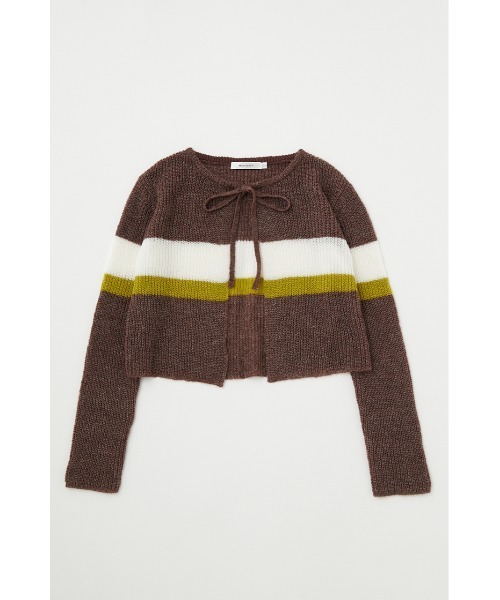 MOUSSY（マウジー）の「FRONT TIE MULTI BORDER カーディガン（カーディガン/ボレロ・レディース・チャコールグレー/キナリ/ブラウン・FREE）」の3枚目の写真