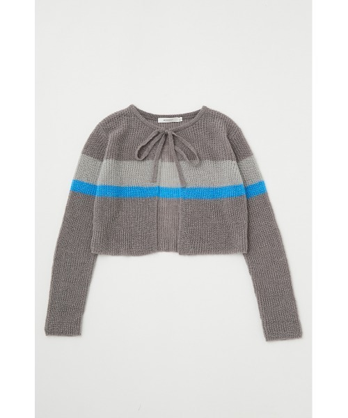 MOUSSY（マウジー）の「FRONT TIE MULTI BORDER カーディガン（カーディガン/ボレロ・レディース・チャコールグレー/キナリ/ブラウン・FREE）」の7枚目の写真