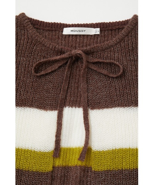 MOUSSY（マウジー）の「FRONT TIE MULTI BORDER カーディガン（カーディガン/ボレロ・レディース・チャコールグレー/キナリ/ブラウン・FREE）」の11枚目の写真