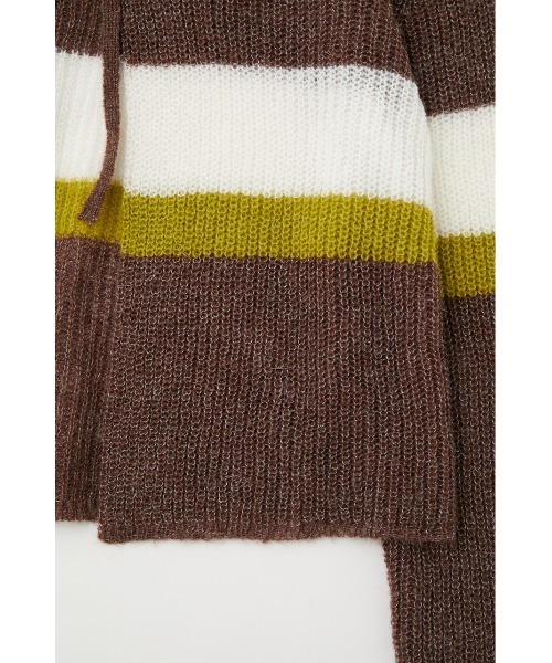 MOUSSY（マウジー）の「FRONT TIE MULTI BORDER カーディガン（カーディガン/ボレロ・レディース・チャコールグレー/キナリ/ブラウン・FREE）」の12枚目の写真