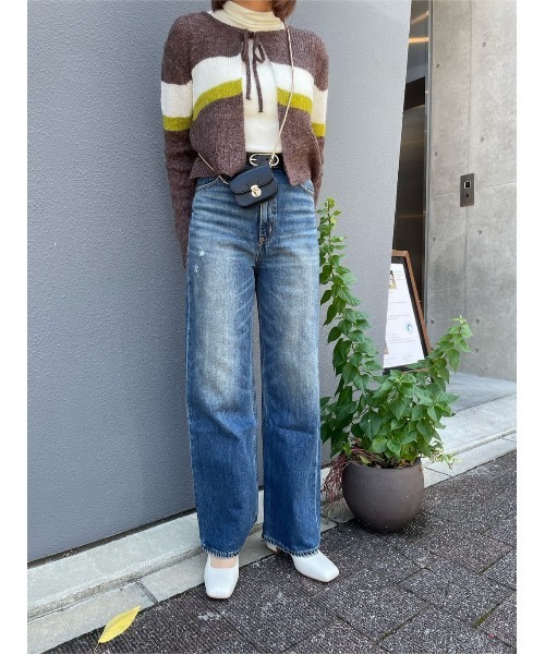 MOUSSY（マウジー）の「FRONT TIE MULTI BORDER カーディガン（カーディガン/ボレロ・レディース・チャコールグレー/キナリ/ブラウン・FREE）」の21枚目の写真