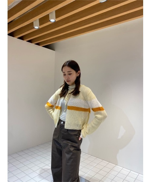 MOUSSY（マウジー）の「FRONT TIE MULTI BORDER カーディガン（カーディガン/ボレロ・レディース・チャコールグレー/キナリ/ブラウン・FREE）」の22枚目の写真