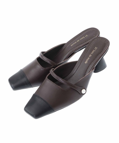 31 Sons de mode（トランテアン　ソン　ドゥ　モード）の「バイカラーミュール（パンプス・レディース・ダークブラウン/ベージュ/ピンク・S/M/L）」の8枚目の写真