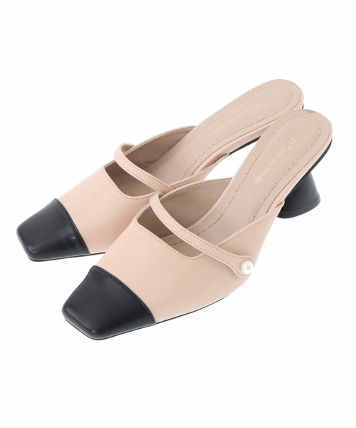 31 Sons de mode（トランテアン　ソン　ドゥ　モード）の「バイカラーミュール（パンプス・レディース・ダークブラウン/ベージュ/ピンク・S/M/L）」の9枚目の写真