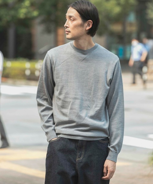 URBAN RESEARCH DOORS(アーバンリサーチドアーズ)の「LIFE STYLE TAILOR ハーモニークルーネックニット(ニット/セーター・メンズ・イエロー/ブラウン/グレー/ブルー・38/40)」の5枚目の写真