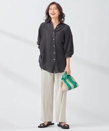 ぽんちゃんです★LIBECO ビッグシルエット ポケット シャツ 23区 LIBECO ビッグシルエット ポケット シャツ - メルカリ
