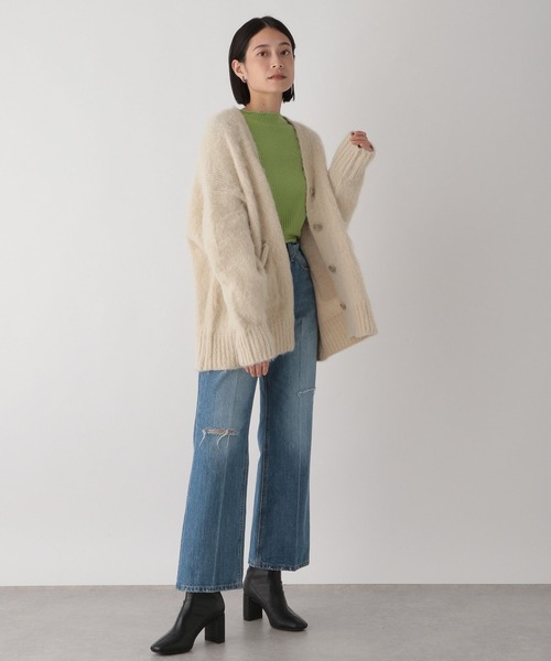 LOWRYS FARM（ローリーズファーム）の「ポケツキシャギーカーデロングスリーブ　180422（カーディガン/ボレロ・レディース・アイボリー/チャコールグレー/ブラウン/ピンク・FREE）」の5枚目の写真