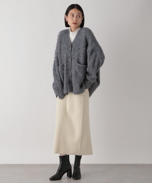 LOWRYS FARM（ローリーズファーム）の「ポケツキシャギーカーデロングスリーブ　180422（カーディガン/ボレロ・レディース・アイボリー/チャコールグレー/ブラウン/ピンク・FREE）」の9枚目の写真