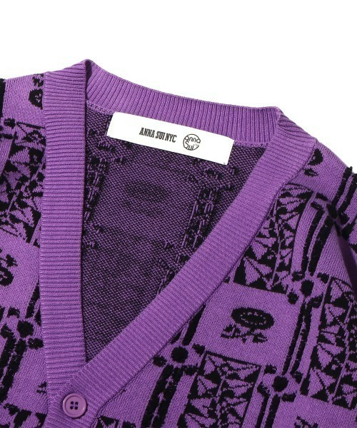 ANNA SUI（アナスイ）の「ANNA SUI NYC 総柄ブークレ ニットカーデ / アナスイ エヌワイシー ソウガラブークレ ニットカーデ 【SP】（カーディガン/ボレロ・レディース・イエロー/パープル/ブラック・M/L）」の15枚目の写真